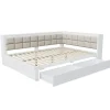 Redom Canape lit bois 140 x 200 cm lit multifonction dossier doux grand tiroir rangement lit simple junior pin massif blanc Online