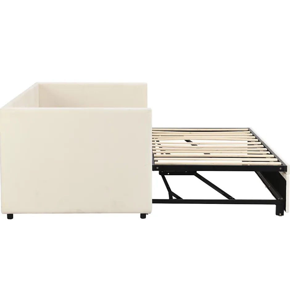 Fortuna lai Canapé-lit 90/180 X 200 Cm, Lit De Jour Extensible Avec Sommier à Lattes, Canapé 2 Places, Beige Discount