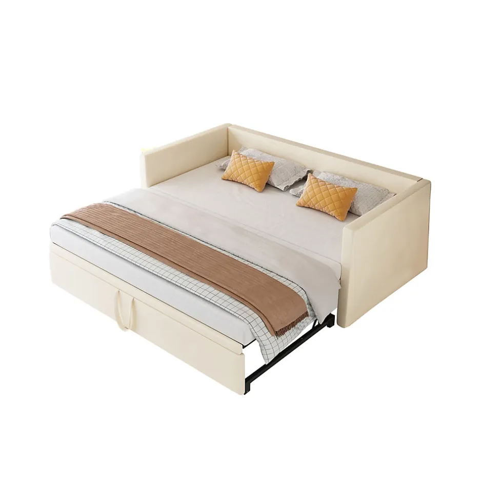 Fortuna lai Canapé-lit 90/180 X 200 Cm, Lit De Jour Extensible Avec Sommier à Lattes, Canapé 2 Places, Beige Discount