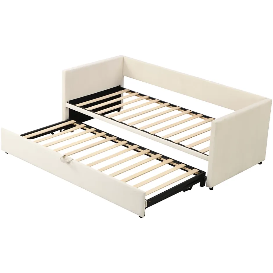 Fortuna lai Canapé-lit 90/180 X 200 Cm, Lit De Jour Extensible Avec Sommier à Lattes, Canapé 2 Places, Beige Discount