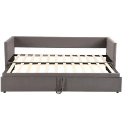 ProximaX Canapé-lit convertible 90/180x200 cm en velours gris, design moderne, sommier à lattes inclus