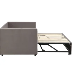 ProximaX Canapé-lit convertible 90/180x200 cm en velours gris, design moderne, sommier à lattes inclus