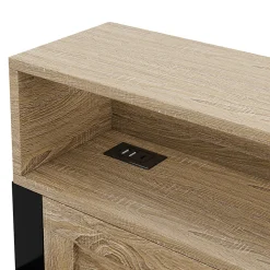 ModernLuxe Canapé-lit en métal 90x200cm - Avec lit gigogne - 3 tiroirs et 3 étagères - LED et port USB - Noir (sans matelas)