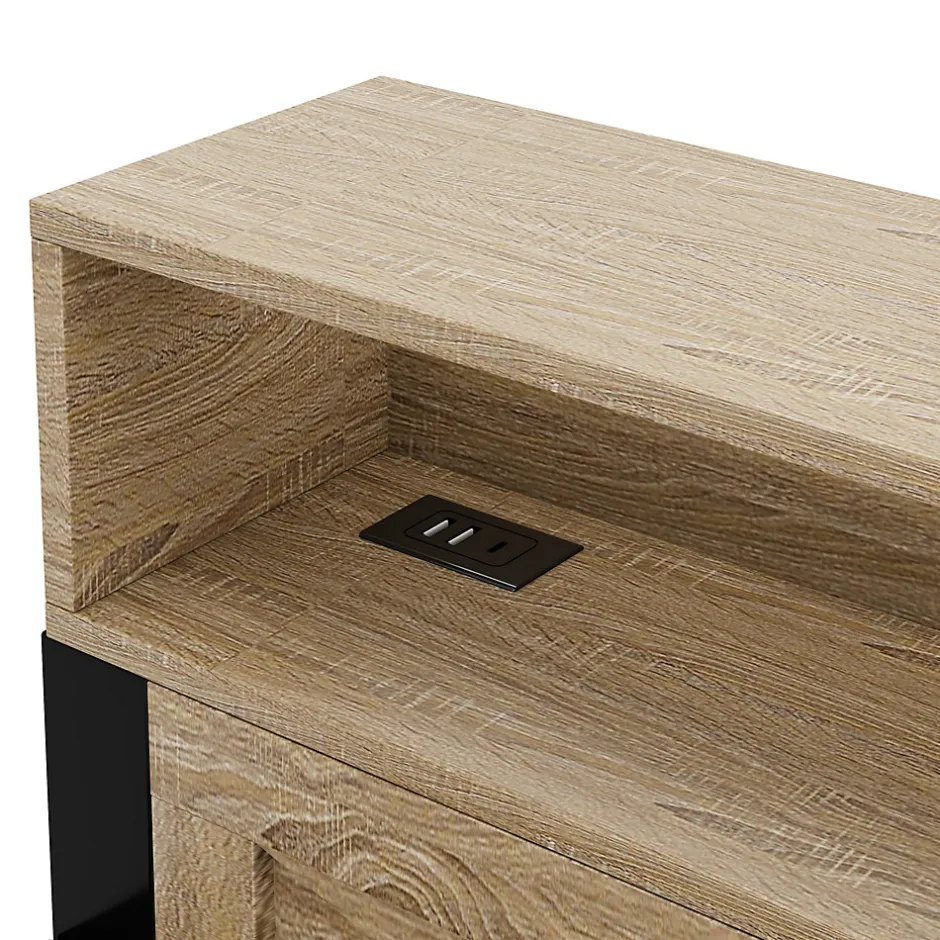 ModernLuxe Canapé-lit en métal 90x200cm - Avec lit gigogne - 3 tiroirs et 3 étagères - LED et port USB - Noir (sans matelas)