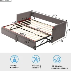 Simple Life Canapé-lit Extensible 90/180 X 200 Cm Avec Sommier à Lattes,canapé Lit 2 Places,velours, Gris Sale