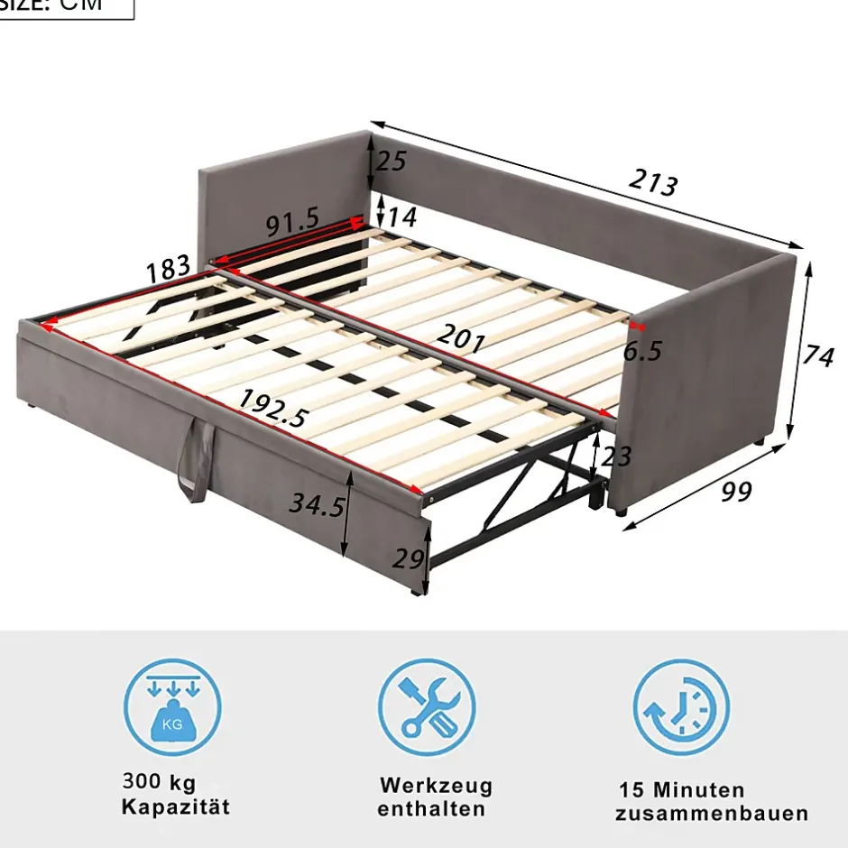 Simple Life Canapé-lit Extensible 90/180 X 200 Cm Avec Sommier à Lattes,canapé Lit 2 Places,velours, Gris Sale