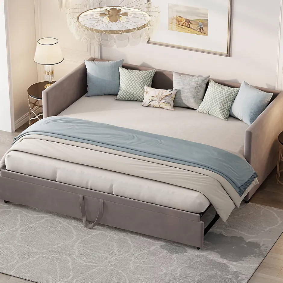 Simple Life Canapé-lit Extensible 90/180 X 200 Cm Avec Sommier à Lattes,canapé Lit 2 Places,velours, Gris Sale