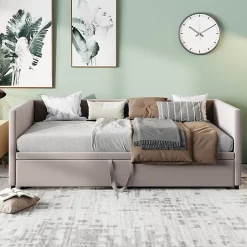 Simple Life Canapé-lit Extensible 90/180 X 200 Cm Avec Sommier à Lattes,canapé Lit 2 Places,velours, Gris Sale