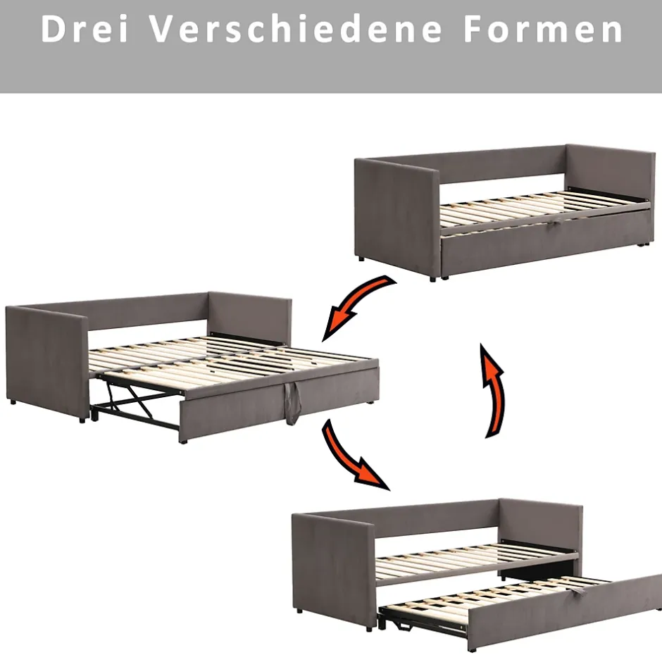 Simple Life Canapé-lit Extensible 90/180 X 200 Cm Avec Sommier à Lattes,canapé Lit 2 Places,velours, Gris Sale