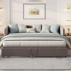 Fortuna lai Canapé-lit extensible 90/180 x 200 cm avec sommier à lattes,canapé lit 2 places,velours, gris Hot