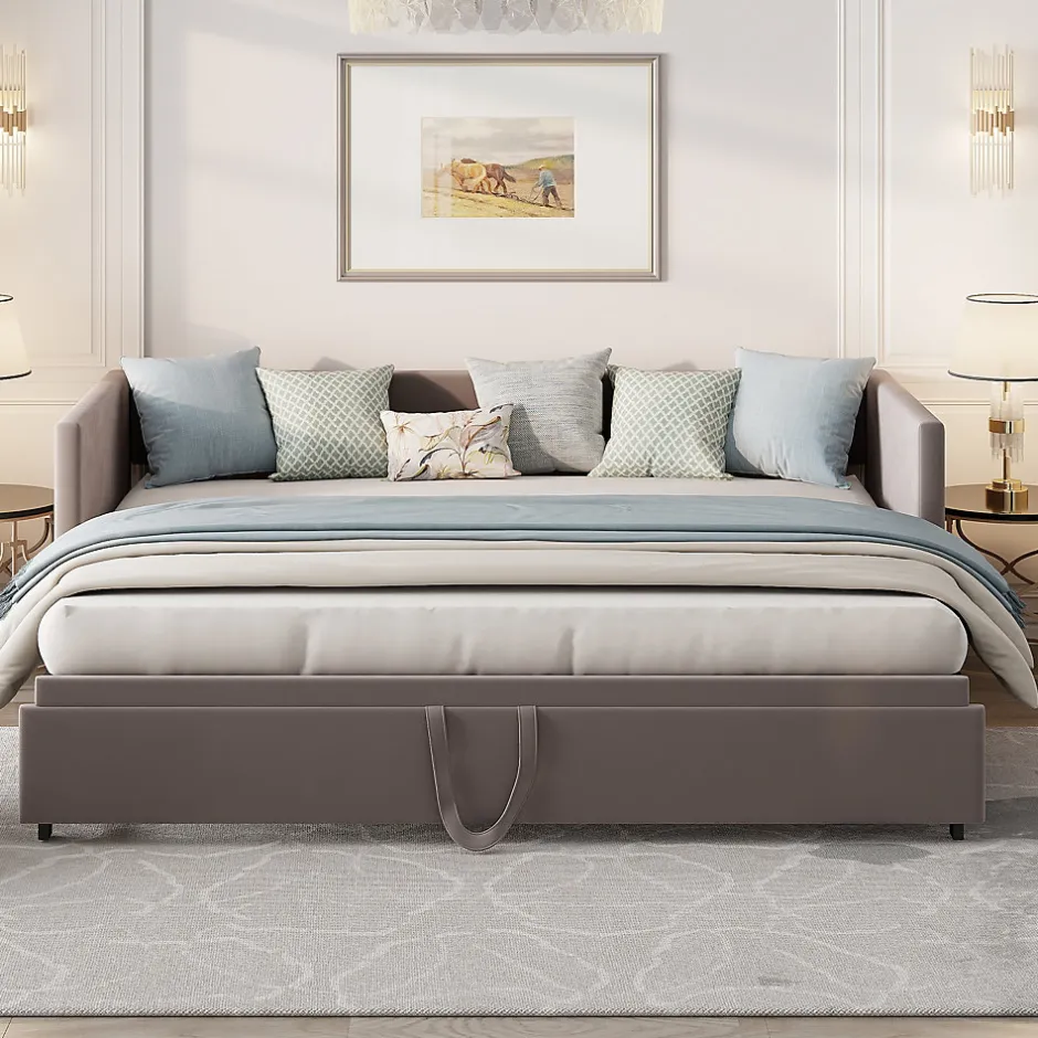 Fortuna lai Canapé-lit extensible 90/180 x 200 cm avec sommier à lattes,canapé lit 2 places,velours, gris Hot