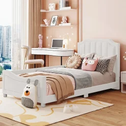 Redom Canapé-lit rembourré 90 sur 200 cm lit modulable flanelle avec dossier et accoudoirs pour adultes ou invités beige
