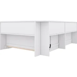 Redom Canapé-lit 90x200 cm avec prises et 2 USB, rangements latéraux, structure panneaux de particules et MDF, blanc