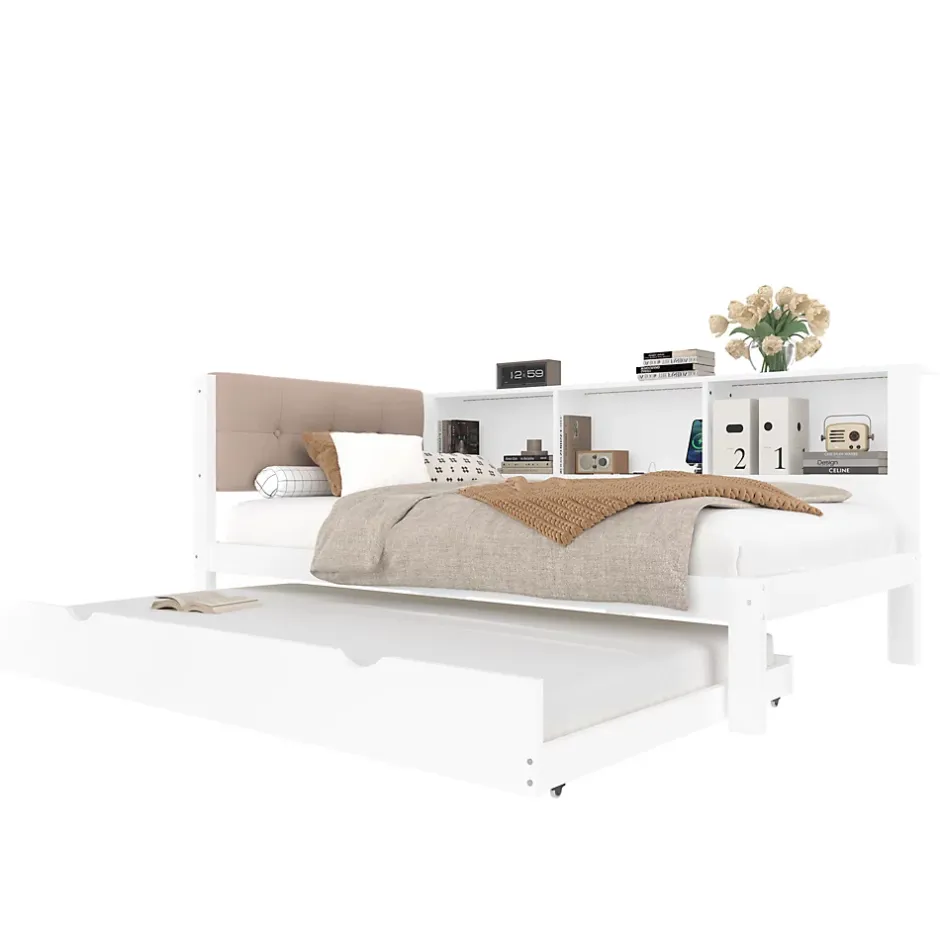 Redom Canapé-lit 140x190 cm convertible clic-clac en tissu gris avec coffre de rangement et dossier réglable Discount