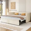 Redom Canapé-lit 90x200 cm convertible en 180x200 cm avec sommier à lattes, tissu velours beige