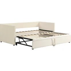 Redom Canapé-lit 90x200 cm convertible en 180x200 cm avec sommier à lattes, tissu velours beige