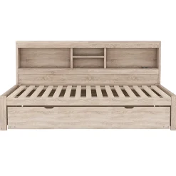 Blackcolors Canapé-lit 90x200cm LED télécommandé rangement prise/USB sans matelas naturel