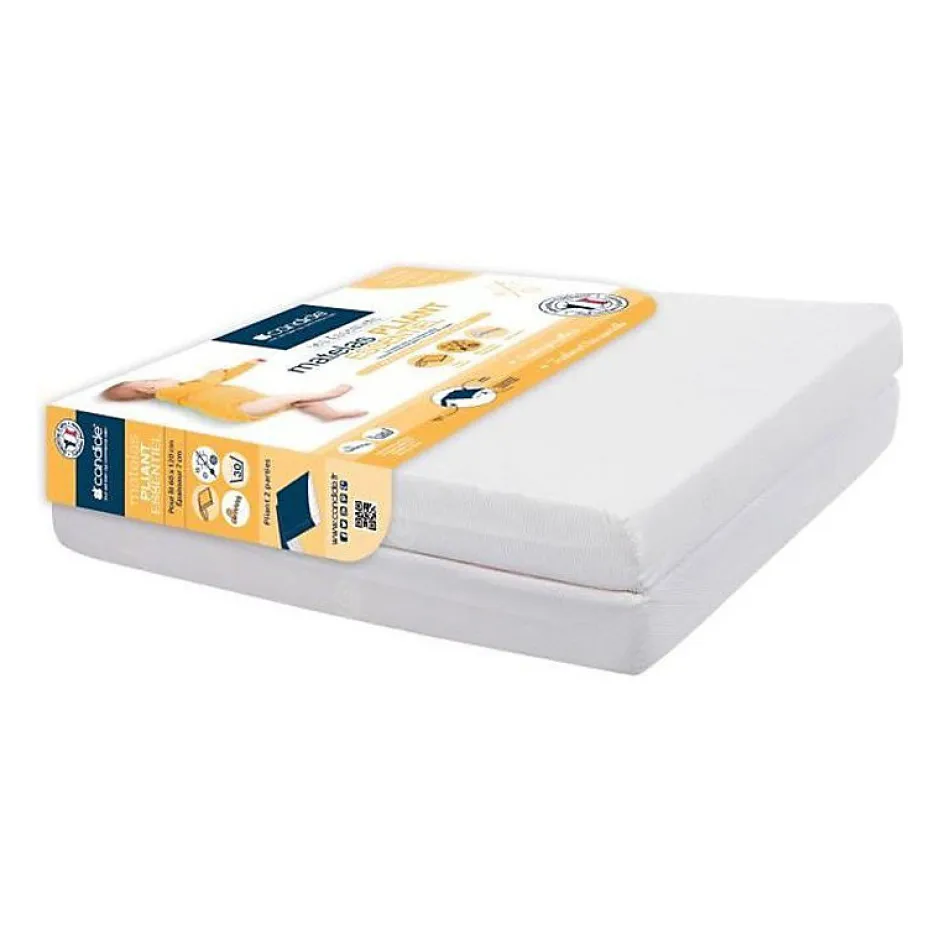 Candide Matelas Pliant 2 Parties Ecru - 60x120 cm