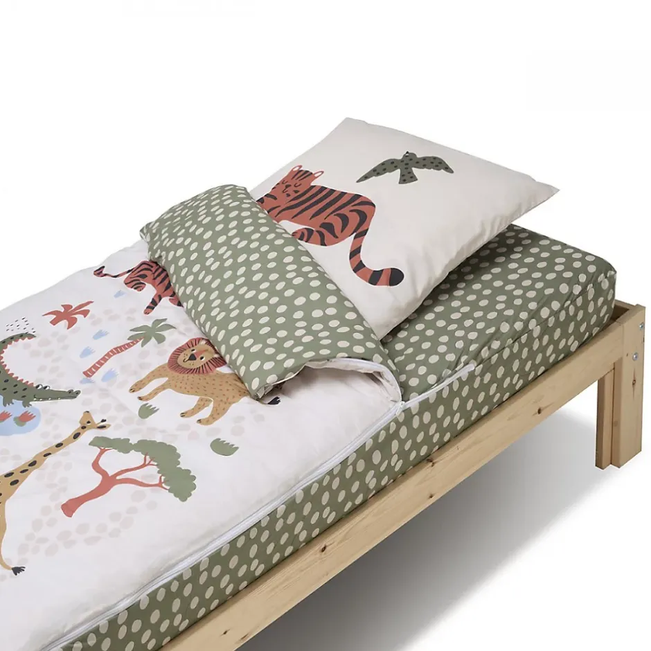 Bleu Calin Caradou Parure de lit Enfant 90x190cm Avec Couette Motif Jungle Hot