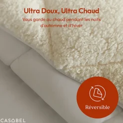 Casabel Couette Sherpa 220x240 cm 450 gsm Reversible Face Sherpa ou Microfibre Respirante Thermoregulative Lavable Discount