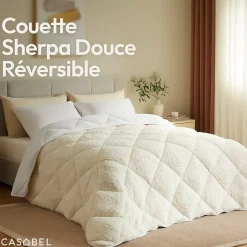 Casabel Couette Sherpa 220x240 cm 450 gsm Reversible Face Sherpa ou Microfibre Respirante Thermoregulative Lavable Discount