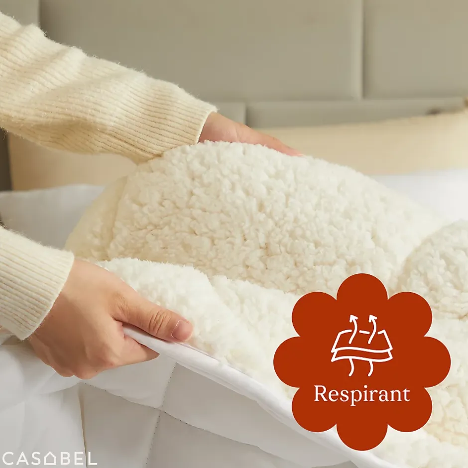 Casabel Couette Sherpa 220x240 cm 450 gsm Reversible Face Sherpa ou Microfibre Respirante Thermoregulative Lavable Discount