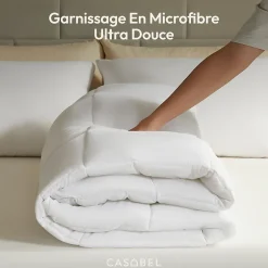 Casabel Couette 220x240 cm Hiver Légère, 450 GSM Microfibre Douce et Respirante, Thermorégulatrice, Lavable, Pour Lit 2 Personnes Hot
