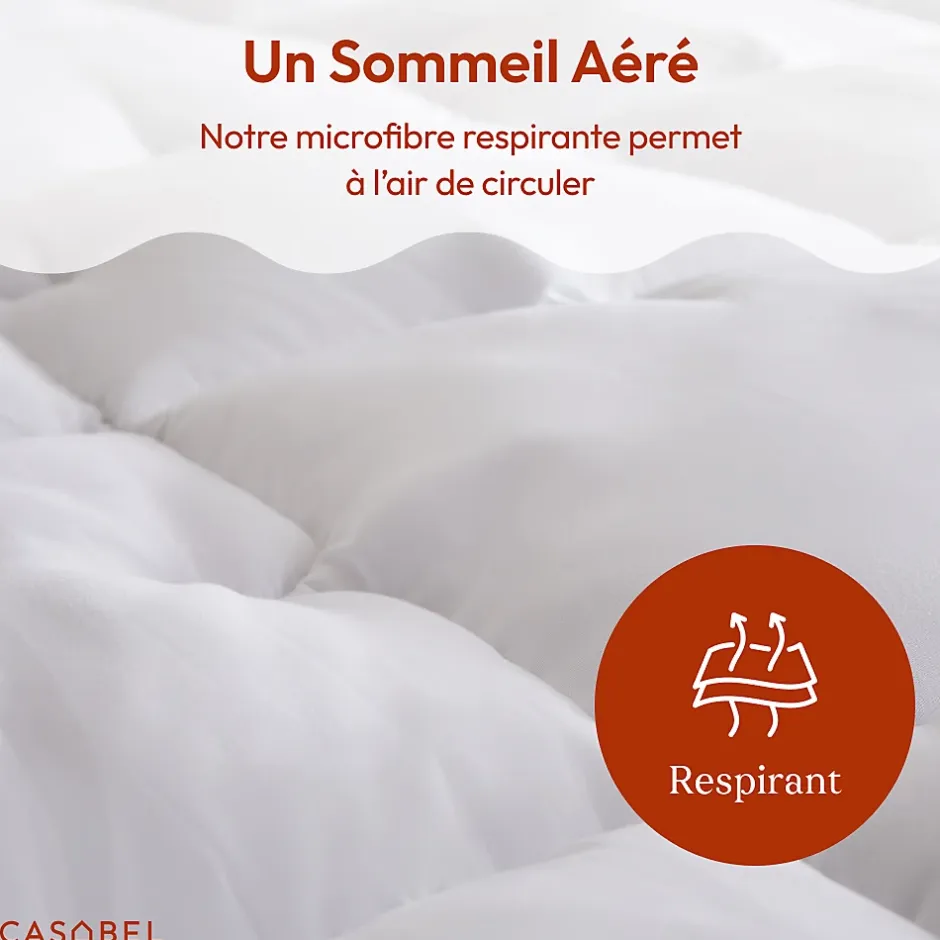 Casabel surmatelas enveloppant 140x190 cm en microfibre respirante, ultra moelleux, anti-acariens, avec liseré bleu Online