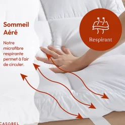 Casabel Surmatelas Moelleux 180x200 cm Extra Epais Microfibre Respirante Antiderapant 4 Bandes Elastiques Anti Acariens