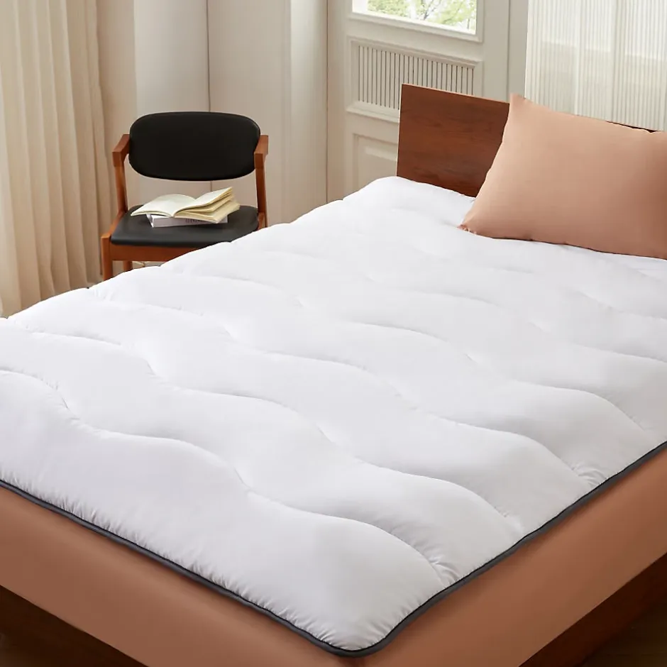 Casabel Surmatelas 80x200 cm en Microfibre Rerspirante, Ultra Moelleux, Anti-Acariens, Liseré Gris, Idéal Matelas 2 places Clearance