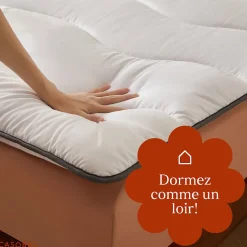 Casabel Surmatelas 160x200 cm en Microfibre Rerspirante, Ultra Moelleux, Anti-Acariens, Liseré Gris, Idéal Matelas 2 places Sale
