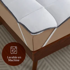 Casabel Surmatelas 150x200 cm 600gsm Extra Moelleux Microfibre Respirante Matelassage Confort 4 Elastiques d Angle