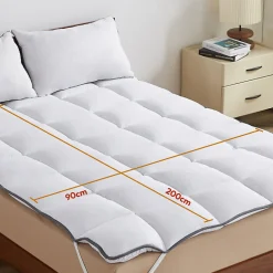 Casabel Surmatelas 90x200 cm 600gsm Extra Moelleux Microfibre Respirante Matelassage Confort 4 Elastiques d Angle
