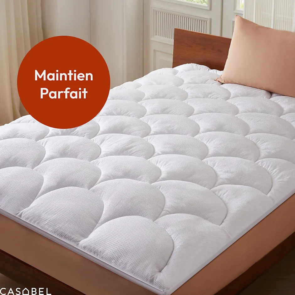 Casabel Surmatelas 90x190 cm Microfibre Rafraichissante 600 GSM 4 cm Epaisseur Fixation Elastique 1 Personne New