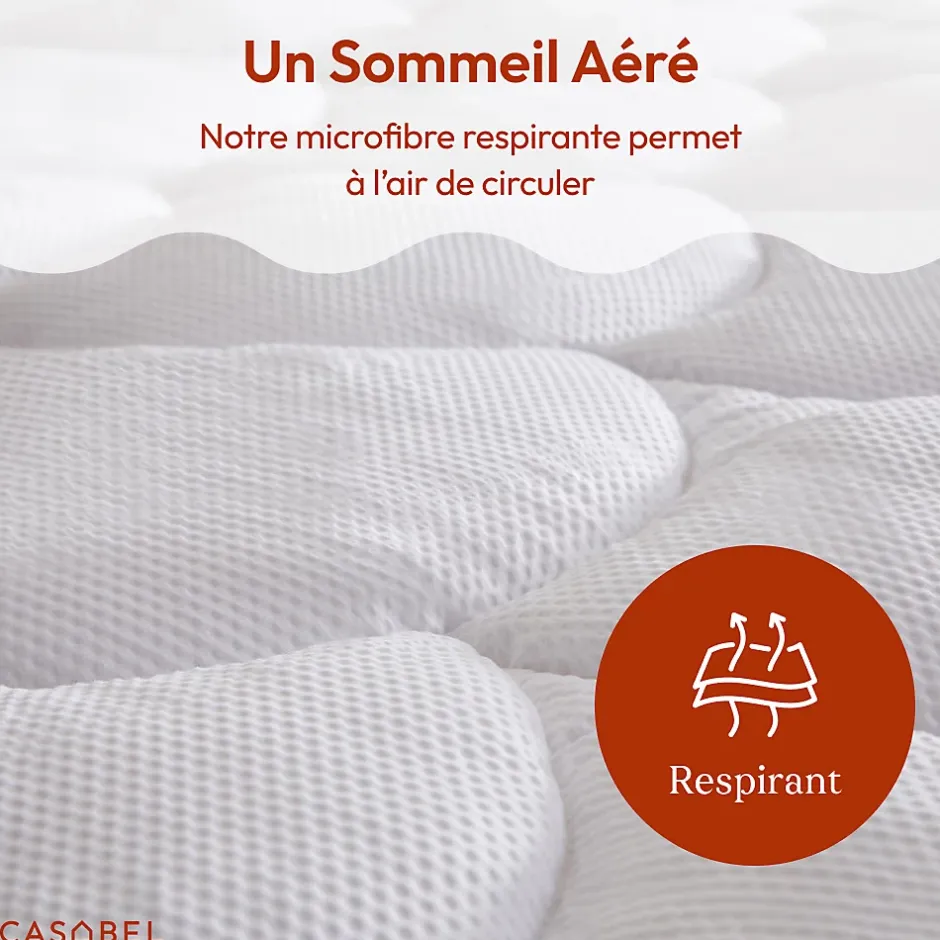 Casabel Surmatelas 140x200 cm Microfibre Rafraichissante 600 GSM 4 cm Epaisseur Fixation Elastique 1-2 Personne