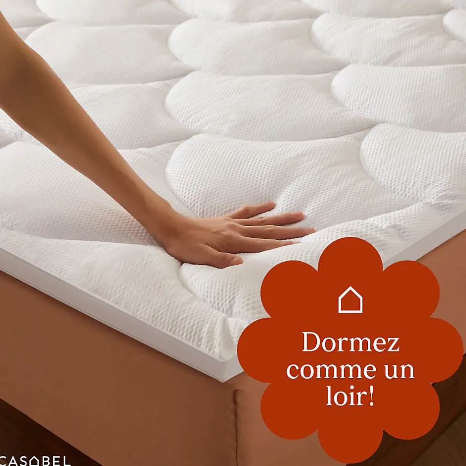 Casabel Surmatelas 160x200 cm Microfibre Rafraichissante 600 GSM 4 cm Epaisseur Fixation Elastique 1-2 Personne