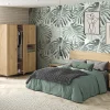 Pegane Chambre à coucher adulte coloris chêne doré ( armoire + 2 chevets + Tête de lit )