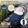 Joyz Chancelière pour poussette bébé 94x48x10 cm bleu en polyester imperméable lavable à 40 grades