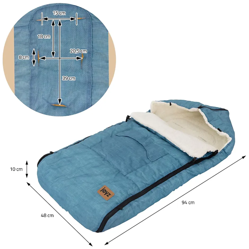 Joyz Chancelière pour poussette bébé 94x48x10 cm bleu jeans en polyester imperméable lavable à 40 grades Clearance
