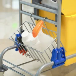 Homcom Chariot de lavage chariot de nettoyage professionnel en acier presse à mâchoire seau + rangements jaune