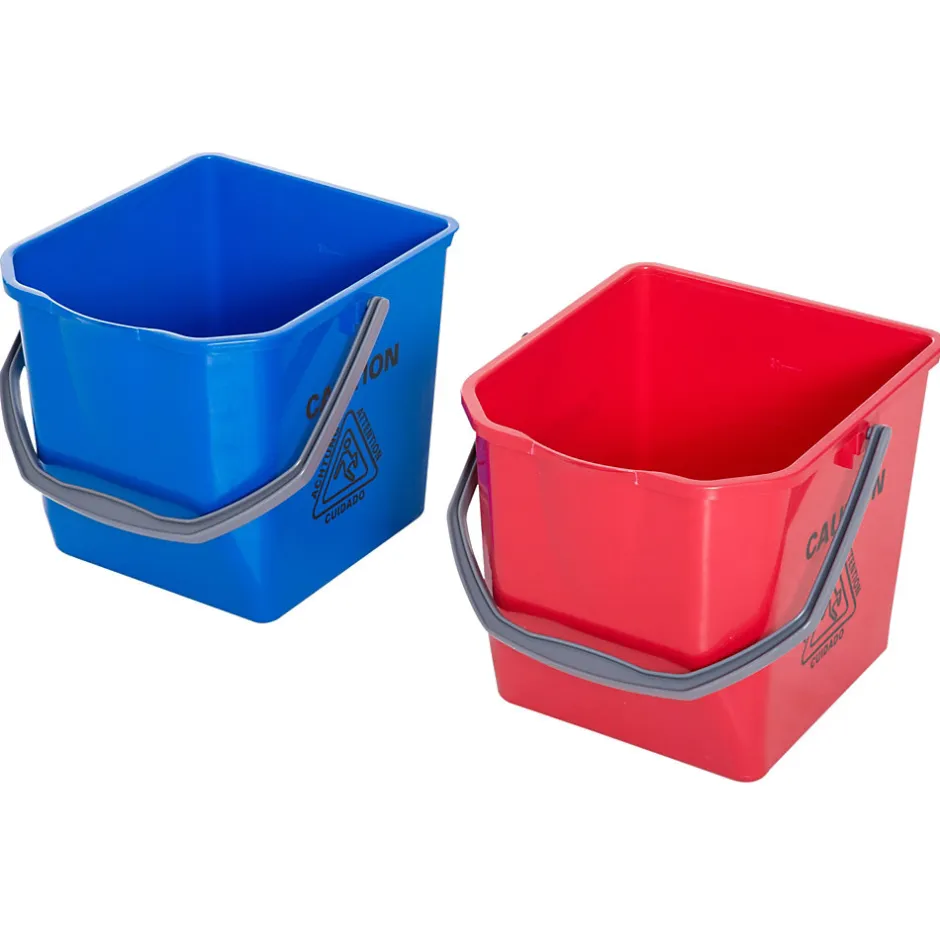 Homcom Chariot de lavage chariot de nettoyage professionnel presse à mâchoire 2 seaux 25 L 73L x 45l x 92H cm plastique gris bleu rouge