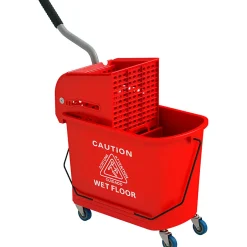 Homcom Chariot de nettoyage lavage seau de ménage 20 L avec essoreur et séparateur eau sale propre rouge