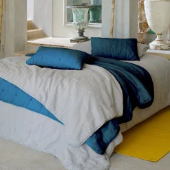 Linnea Chemin de lit capitonné en mousseline de coton 80x200 cm ANDROS bleu marine