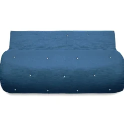 Linnea Chemin de lit capitonné en mousseline de coton 80x200 cm ANDROS bleu marine