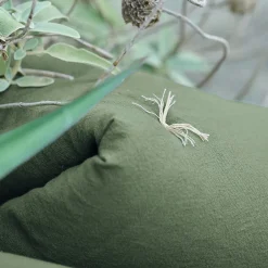 Linnea Chemin de lit coton lavé 80x200 cm HONO DÉCO vert kaki