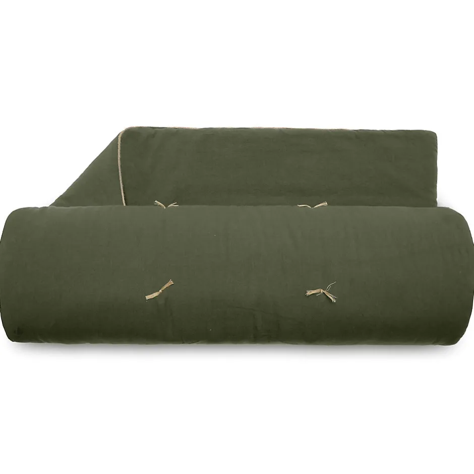 Linnea Chemin de lit coton lavé 80x200 cm HONO DÉCO vert kaki