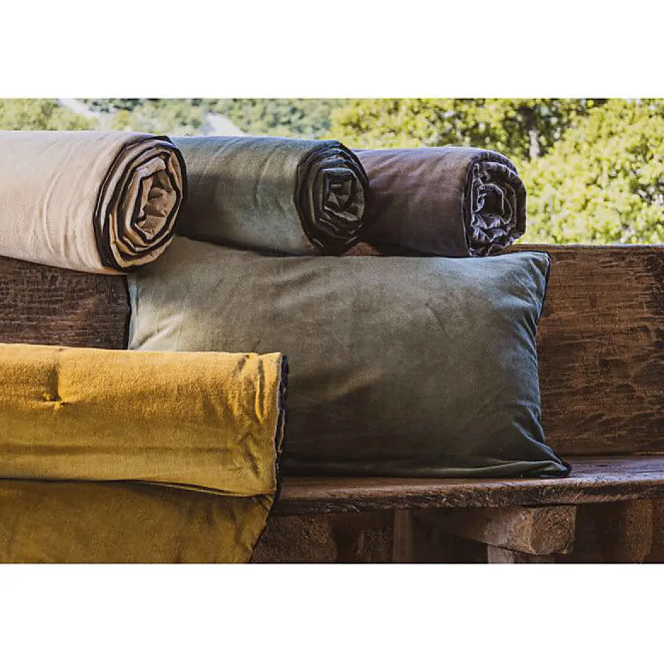 Vent Du Sud Chemin de lit velours "Isilde" - Bronze - 70 x 240 cm