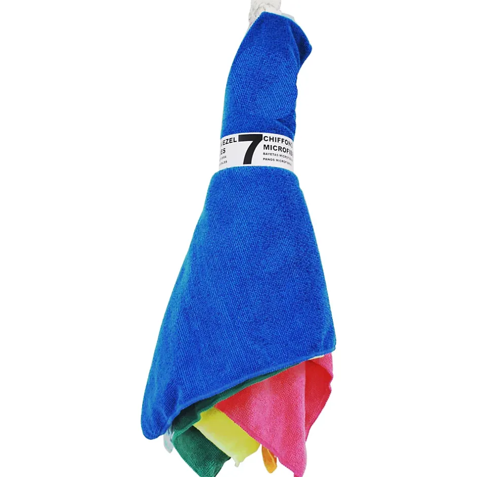 Passat Chiffon microfibre vert, violet, jaune, bleu ciel, orange, rose et bleu marine L.34 x l.40 cm vendu par 7 pièces