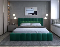 Best Mobilier Cleo - lit coffre avec led - 140x200 cm - sommier inclus - en velours -