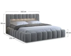 Best Mobilier Cleo - lit coffre avec led - 140x200 cm - sommier inclus - en velours -